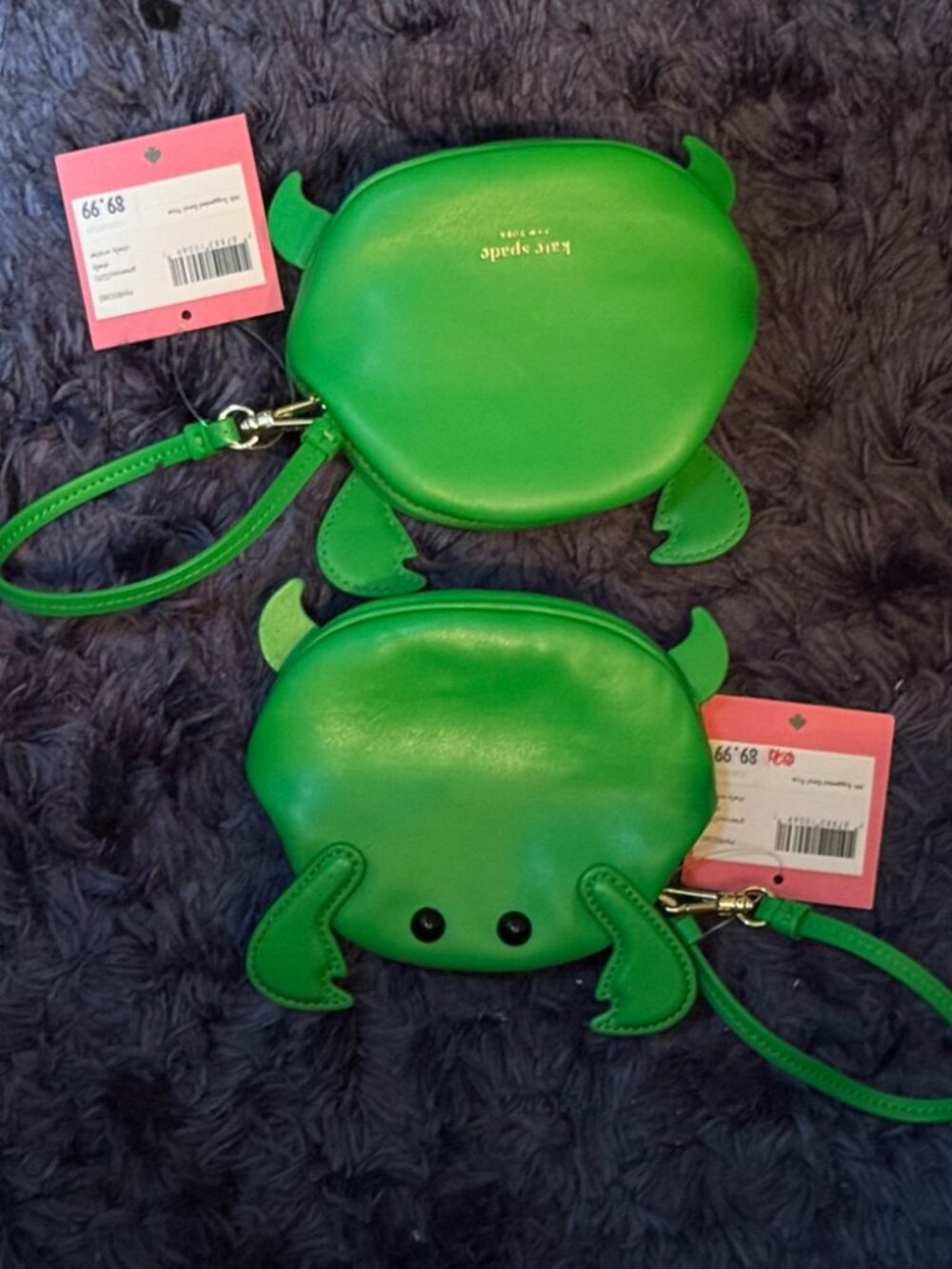 Kate Spade Shelly Leather Crab Wristlet / Coin Purse (Green Jay)
